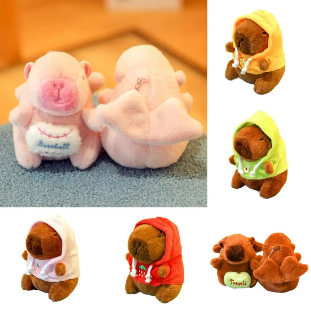Soft Capybara Plush Toy with Wings Small Size Simulation Doll Stuffed Animals Hoodie Anime Fluffty Toy for Child Gift