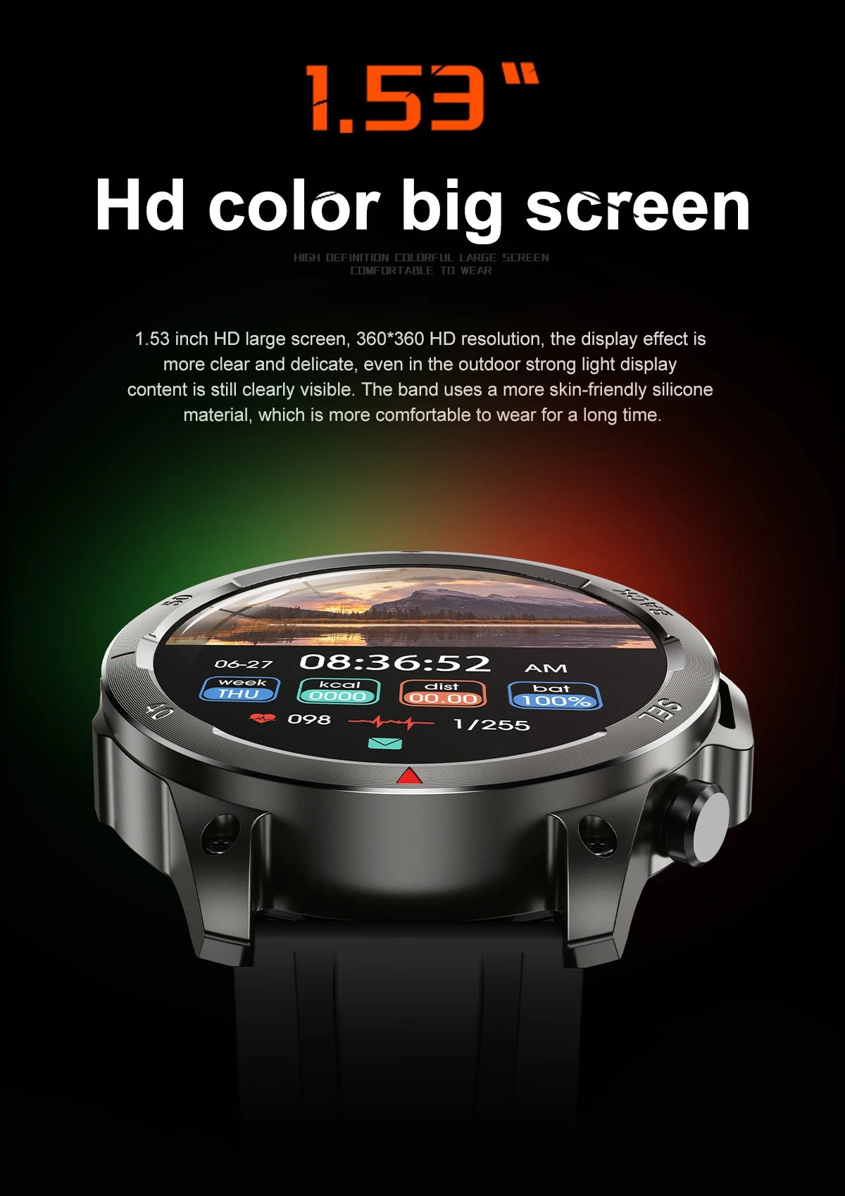 2024 New Bluetooth Calling Men's Smartwatch LED Outdoor Fitness Health Monitoring Smart Watch 360 * 360 HD Waterproof Smartwatch