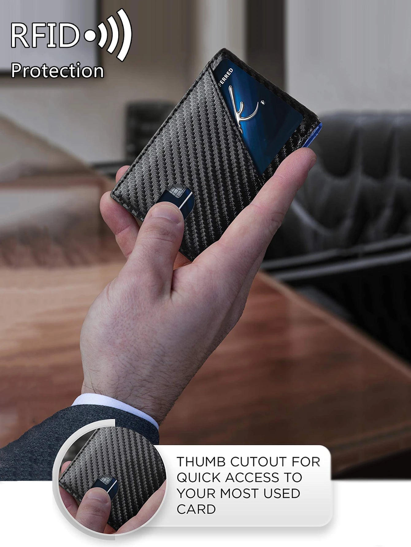 Minimalist men's wallet RFID anti-theft brush double fold cross front pocket portable card holder 12 card multifunctional wallet