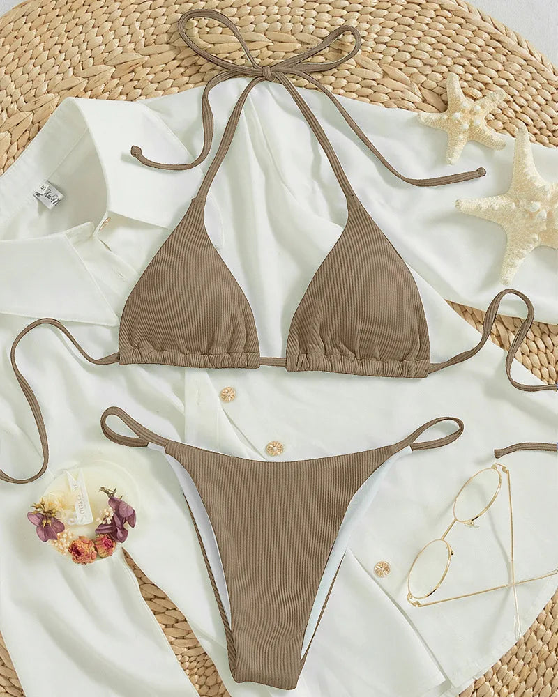 2025 New Bikini Set Pad Beach Triangle Swimwear Women XS-XL Maio Biquinis Swimsuit Tankini Femme Badpak Dames Mujer купальники