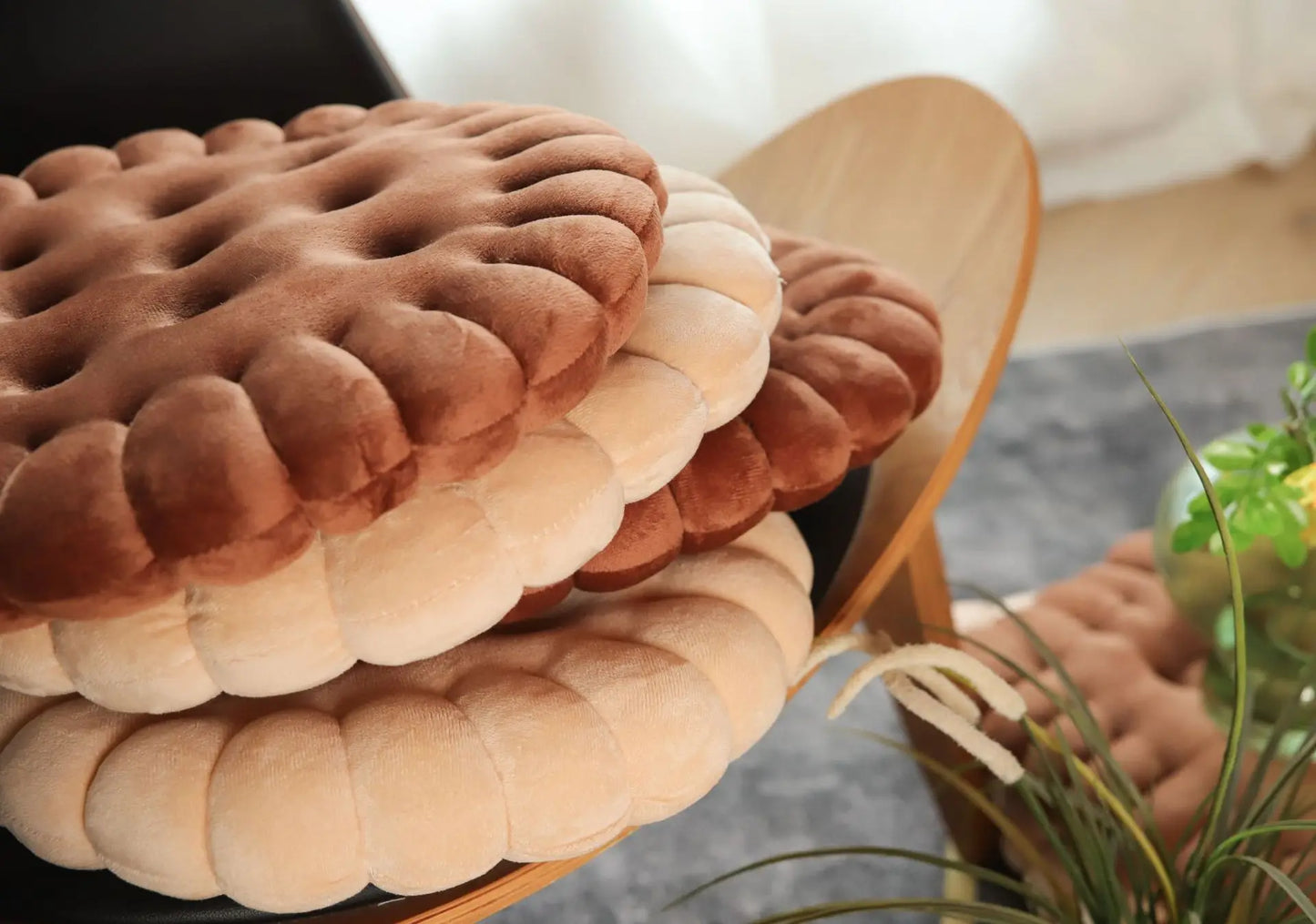 INS Cookie Biscuit Cushion Soft Cute Throw Pillow Square Circle Thicken Seat Decorative Flooring for Living Room Household Chair