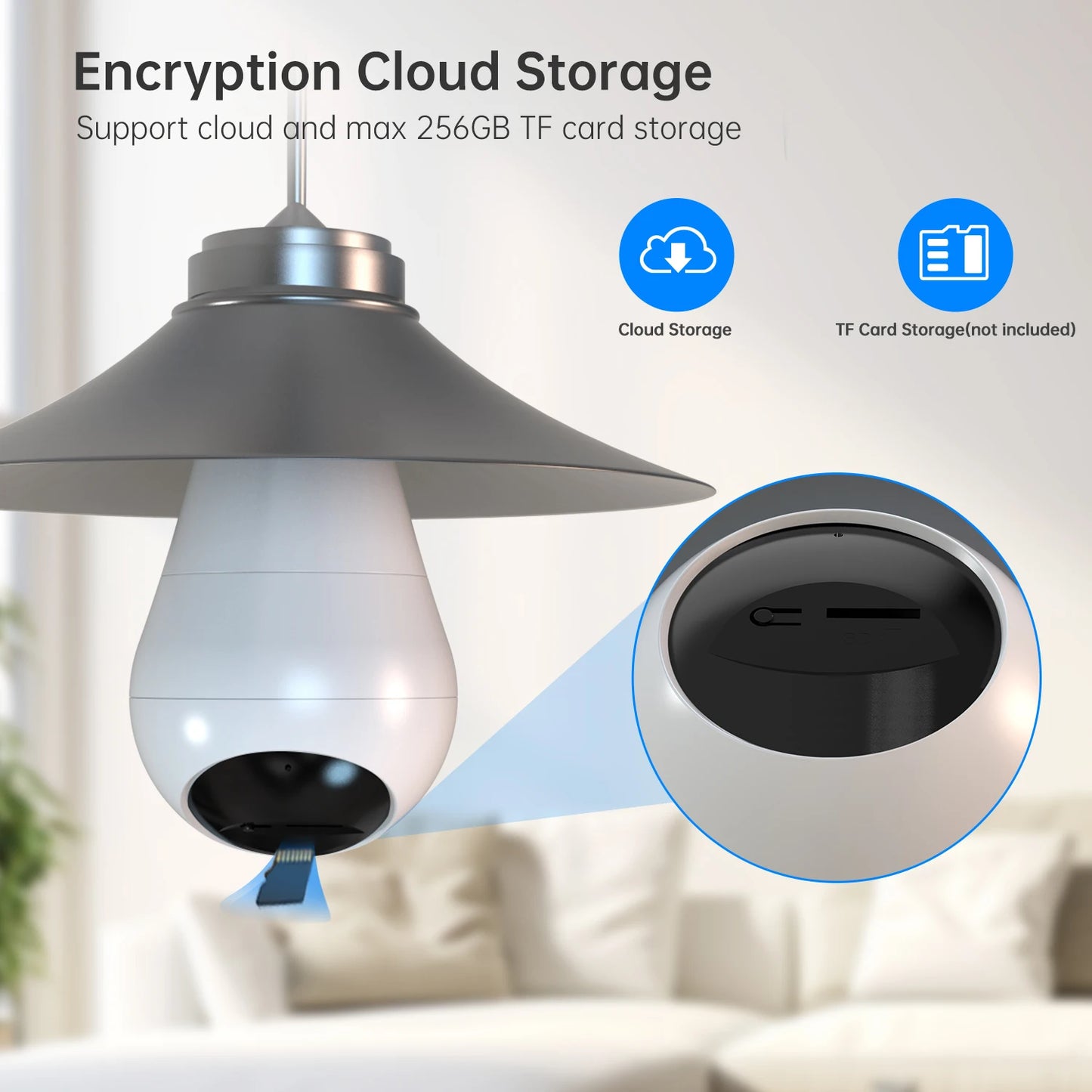 JOOAN 3MP IP Camera 2.4G Wifi E27 Bulb Surveillance Camera Smart Home AI Tracking Security Baby Monitor Wireless CCTV Camera