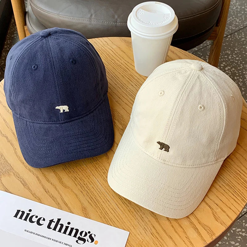 Polar Bear Embroidery Baseball Cap For Men Women Cotton Adjustable Snapback Bonnet Fashion Casual Sun Visors Unisex Peaked Hat