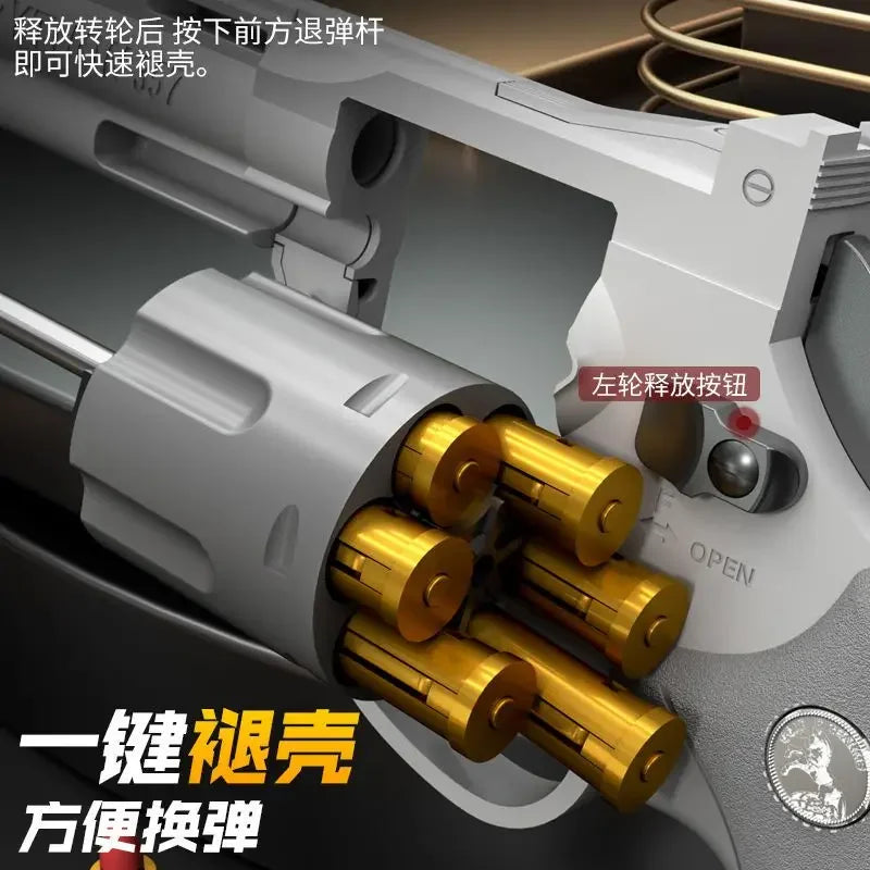 Mechanical Continuous Firing ZP5 357 Revolver Toy Gun Automatic Launcher Pistol Soft Dart Bullet CS Outdoor Weapon for Kid Adult
