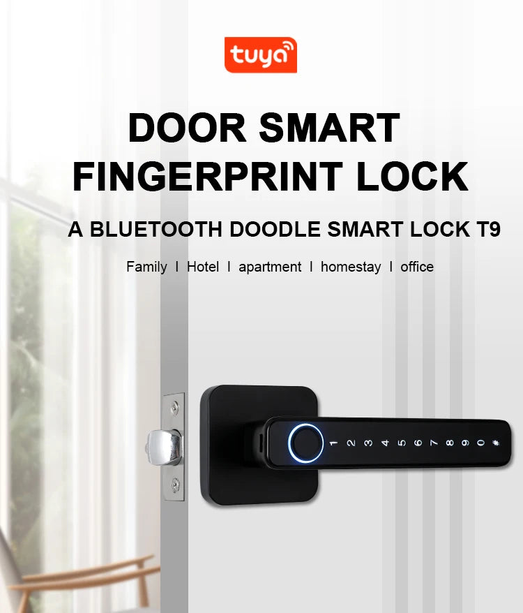 Biometric Smart Door Lock Fingerprint Password Electric Digital Handle Tuya Zinc Alloy Keyless Remotely Security Home KingKu