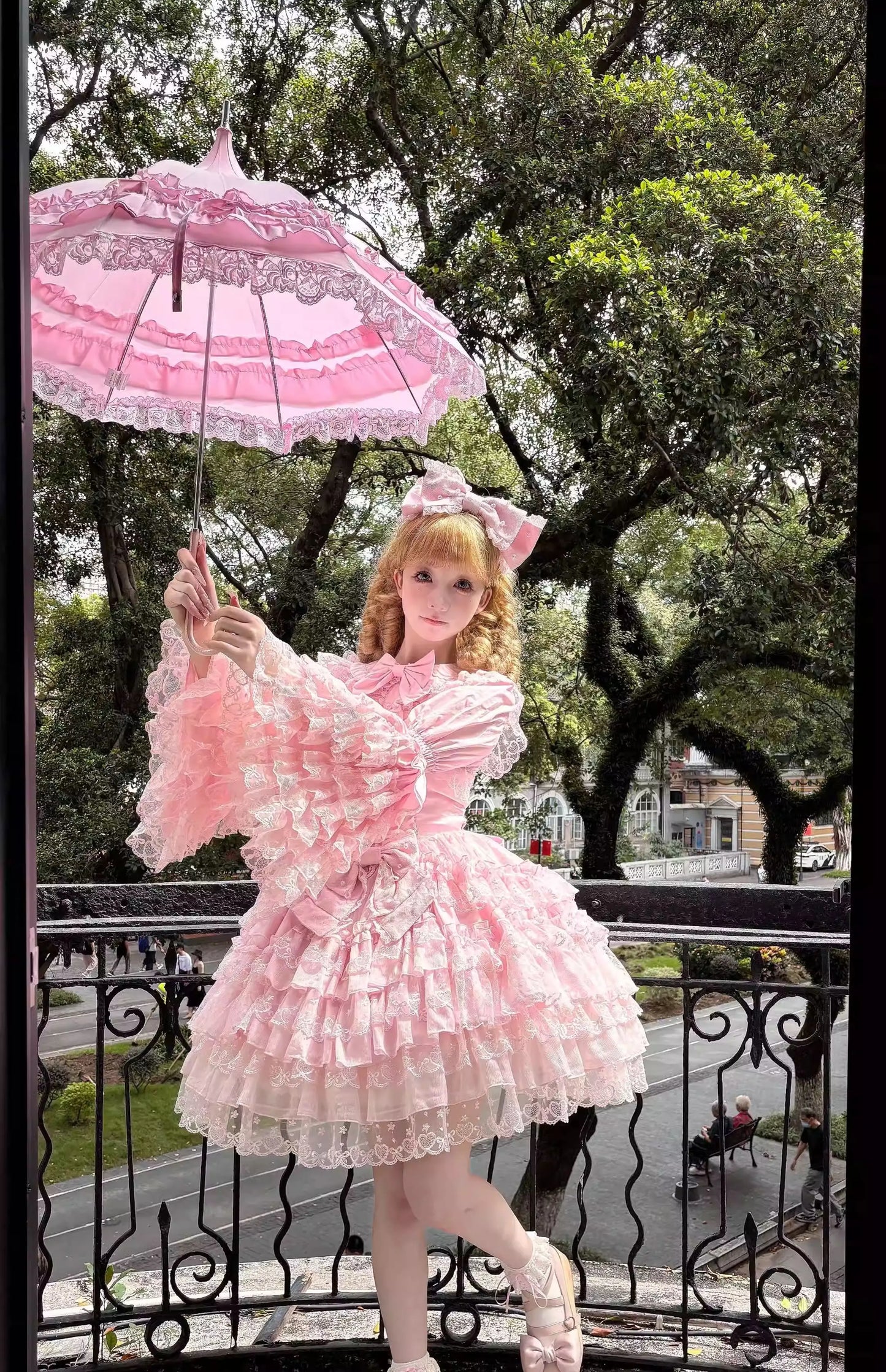 Original Design Lolita Jsk Suspender Dress Sweet Girl Women's Long Sleeve Inner Shirt Cute Princess Sling Cake Dress with Cape