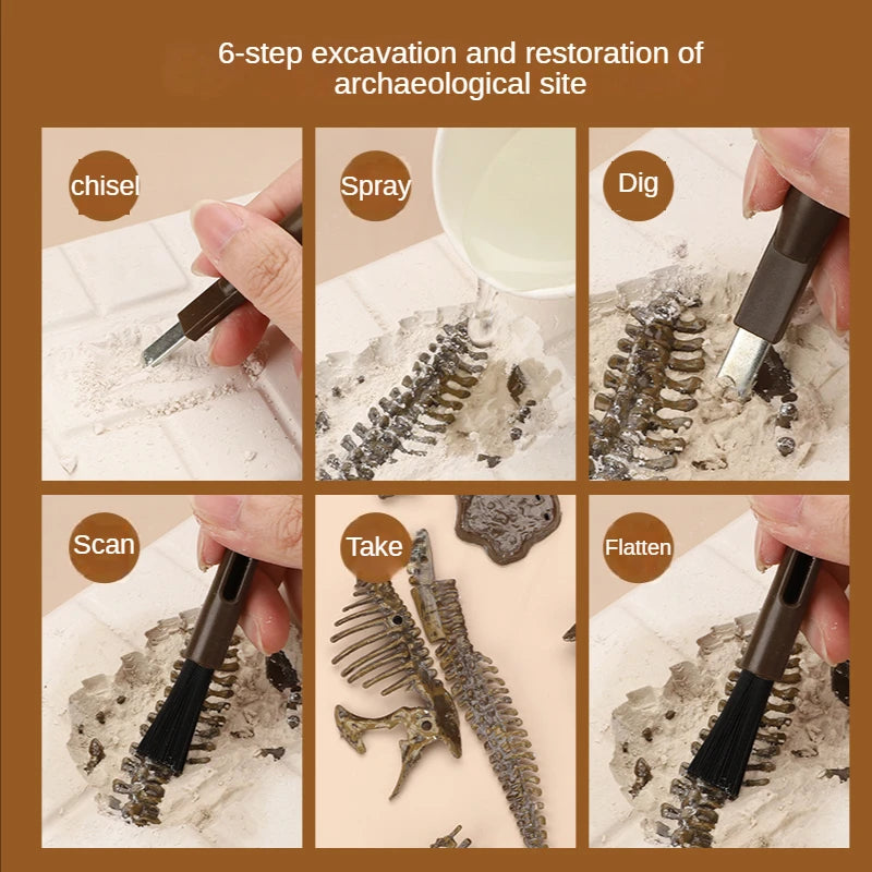 Jurassic World Kids Dinosaur Toy DIY Fossil Archaeology Excavation Kit Skeletons Dig Stem Science Educational Toys for Children