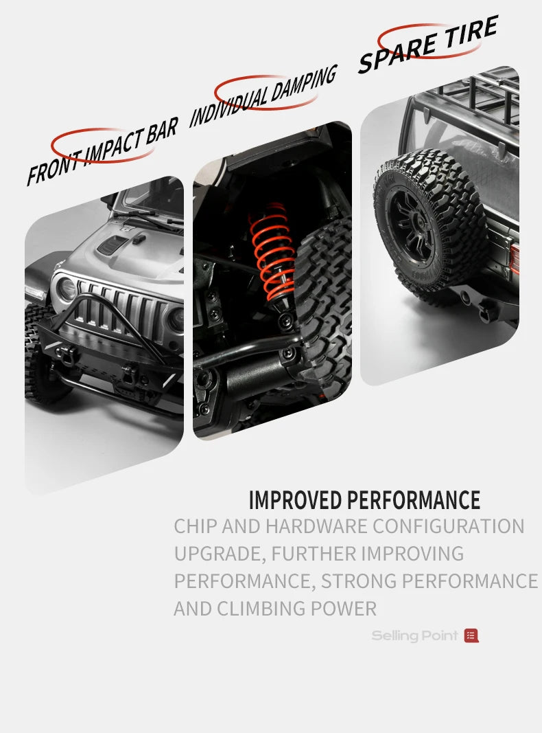 RC Crawler 4x4 Car MN128 2.4G Climbing Buggy Professional with LED Light Full Scale Remote Control Cars Toys for Boys Gift