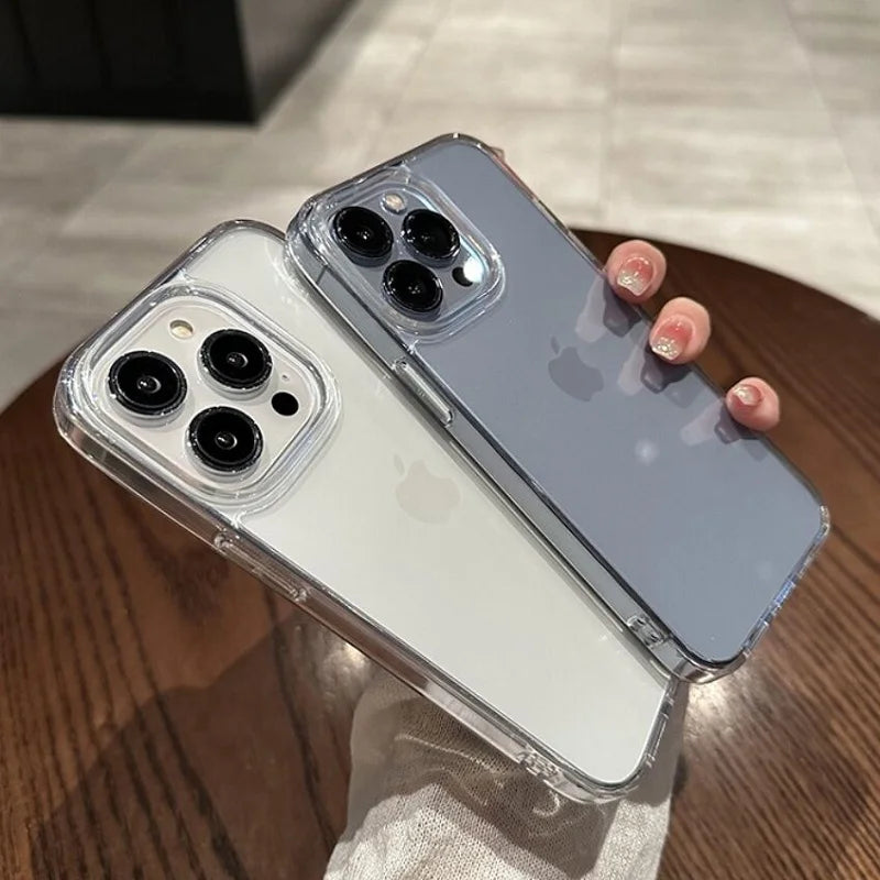Transparent Shockproof Hard Acrylic Case For iPhone 15 14 13 12 Mini 11 Pro XS Max X XR 7 8 Plus SE 2 Soft Silicone Bumper Cover