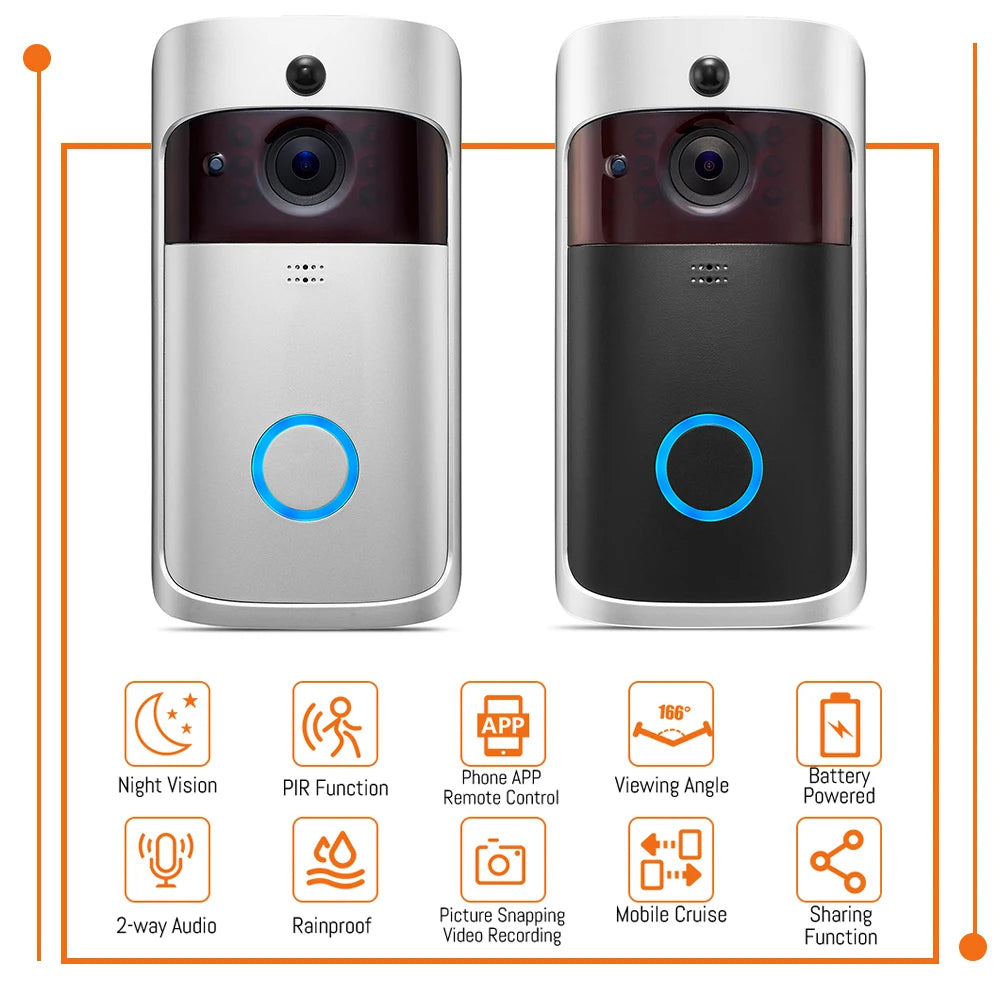 Smart WiFi Video Doorbell IP65 Waterproof Home Doorbell Phone Ring Intercom 6x850 Night Vision Lamps Infrared Security Alarm