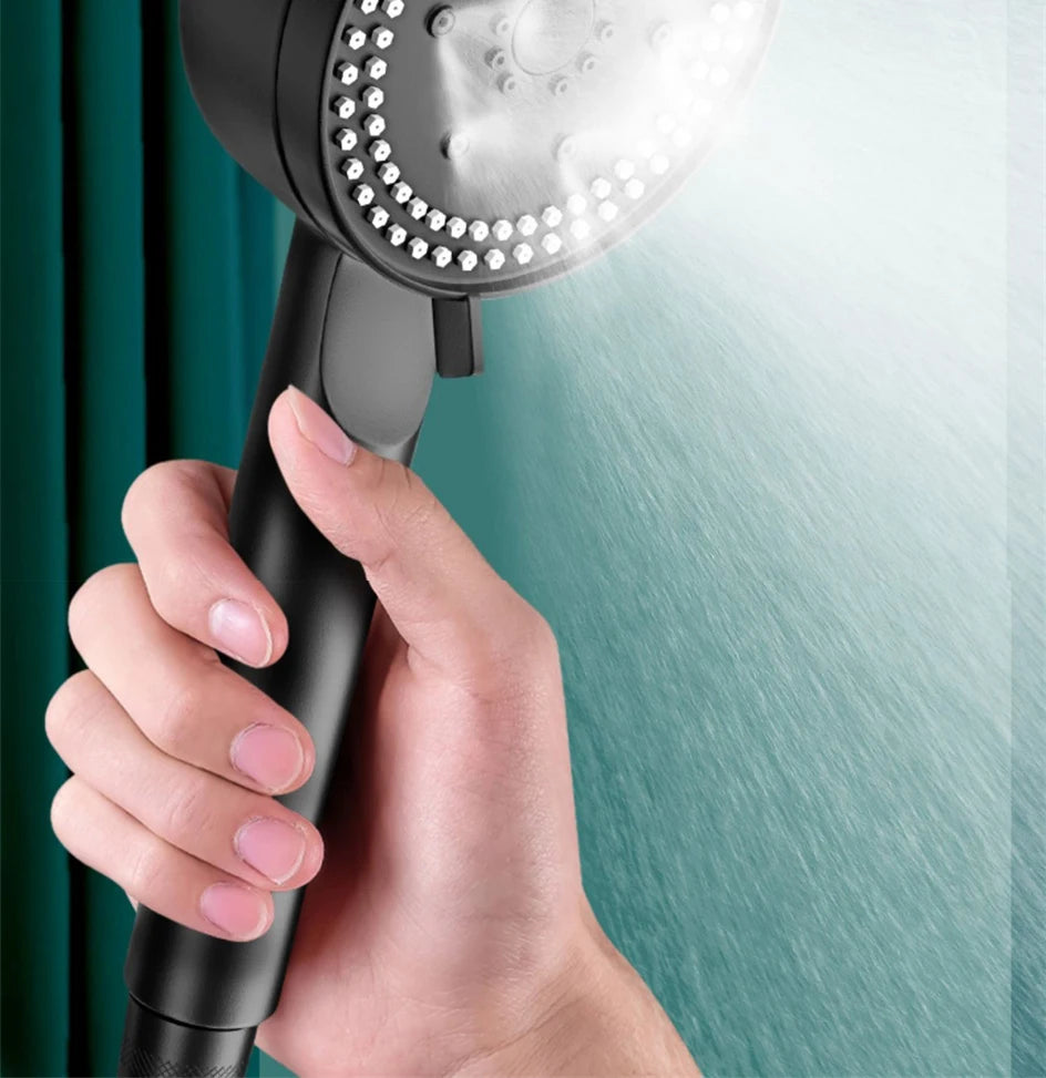 VILOYI 8 Modes Adjustable Shower Head High-pressure Water Saving Black Showerhead Handheld Bathroom Massage Showers Nozzle
