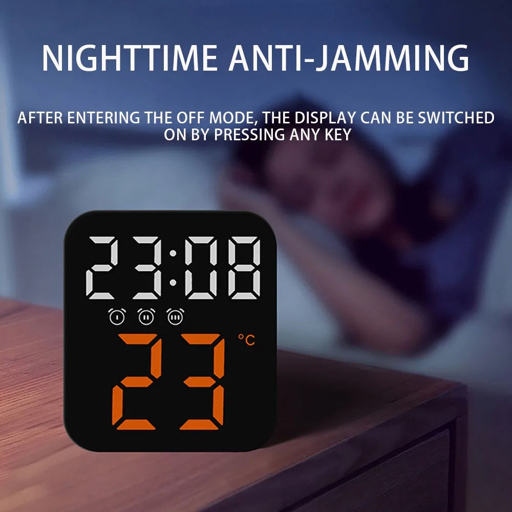 LED Digital Alarm Clock Electronic Digital Alarm Clock Screen Desktop Clock For Home Office Backlight Temperature Display