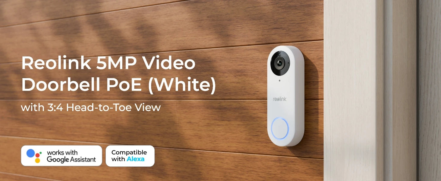 Reolink 2K+ WiFi Video Doorbell Smart Outdoor Home Video Intercom Human Detection Wired PoE Door Bell with Chime Support Alexa