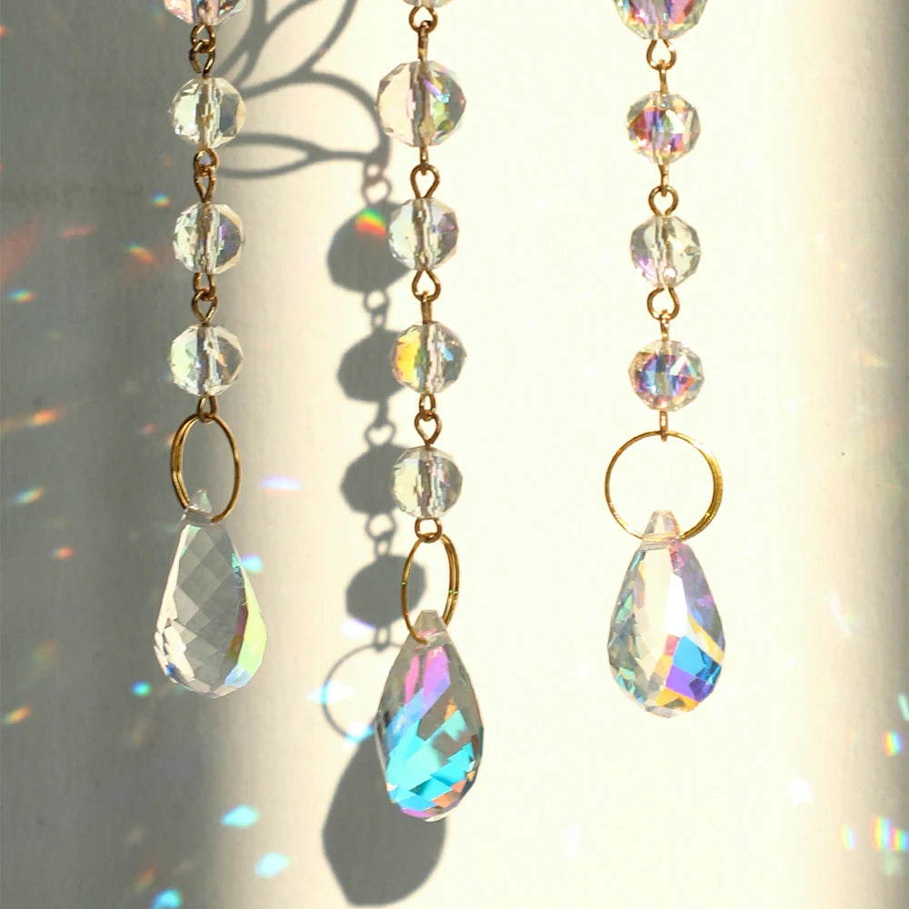 Crystal Sun Catcher Lotus Hanging Suncatcher Rainbow Maker Chakra Light Catcher Stained Glass Window Outdoor Garden Decoration