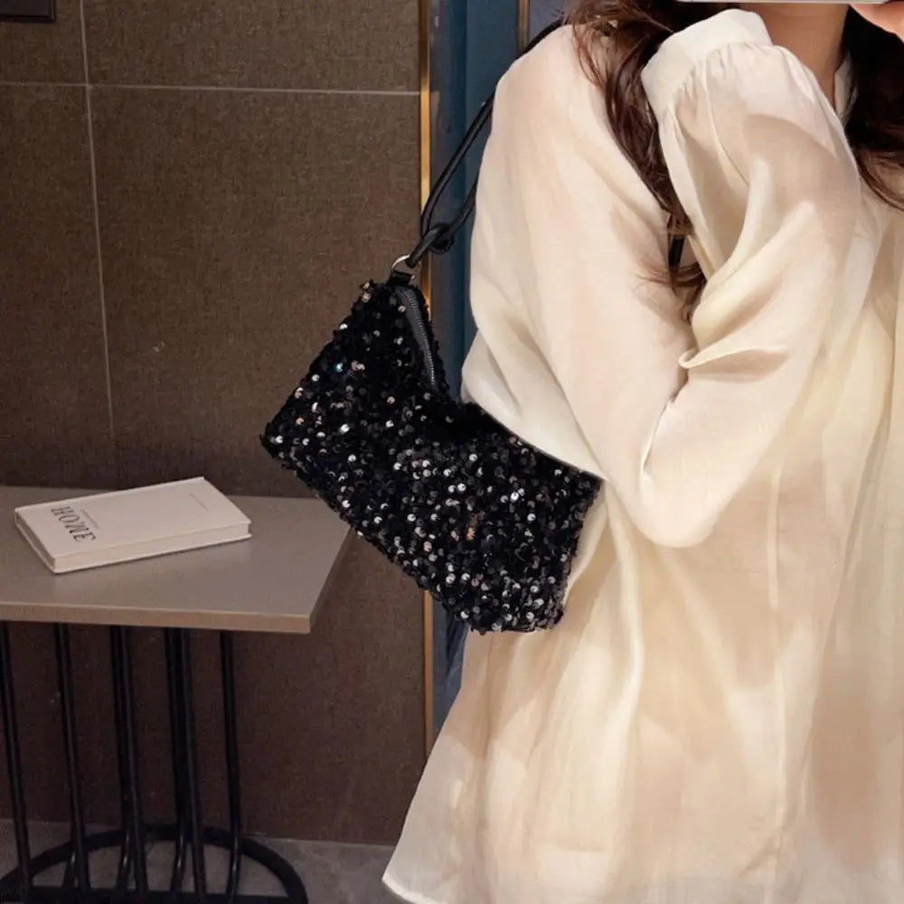 Solid Color Sequins Crossbody Bags Fashion INS Sequins Shoulder Bags Phone Purse Handbag Evening Clutch Bag Girl DIY