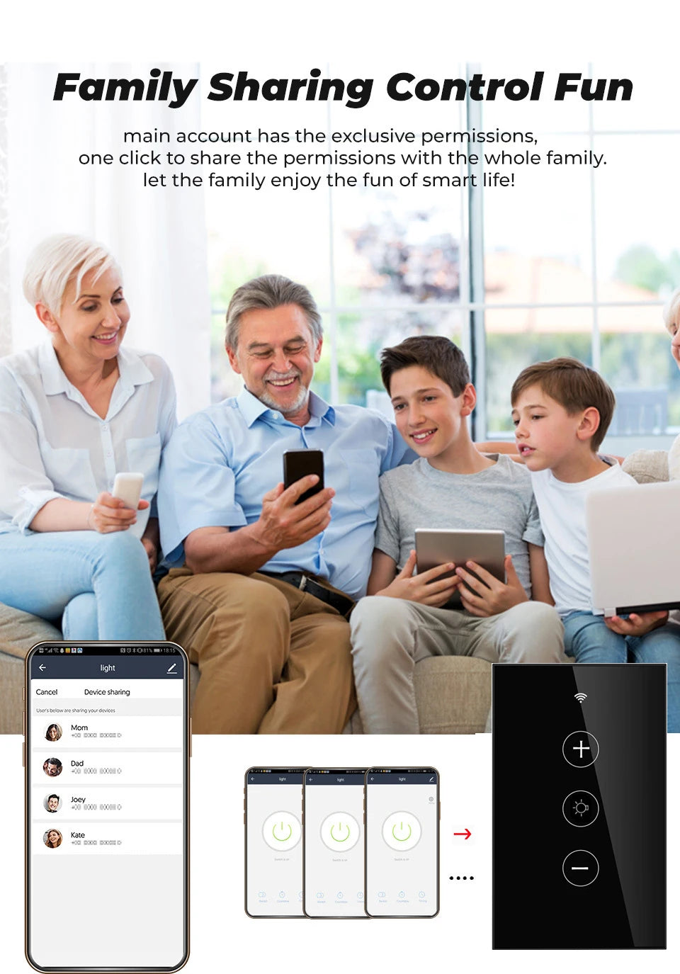 Tuya US Smart Life LED Dimmer Switch Wifi Remote Home Lights Dimming Touch Switches Voice Control Alexa Google Home Smart Home