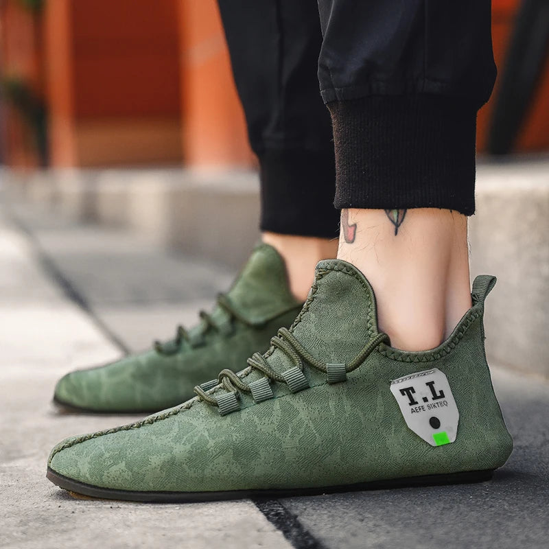 YRZL Men's Shoe Light Loafers Breathable Soft Comfortable Brown Walking Outdoor Casual Shoes Men 2024 Summer Lace Up Loafer Shoe