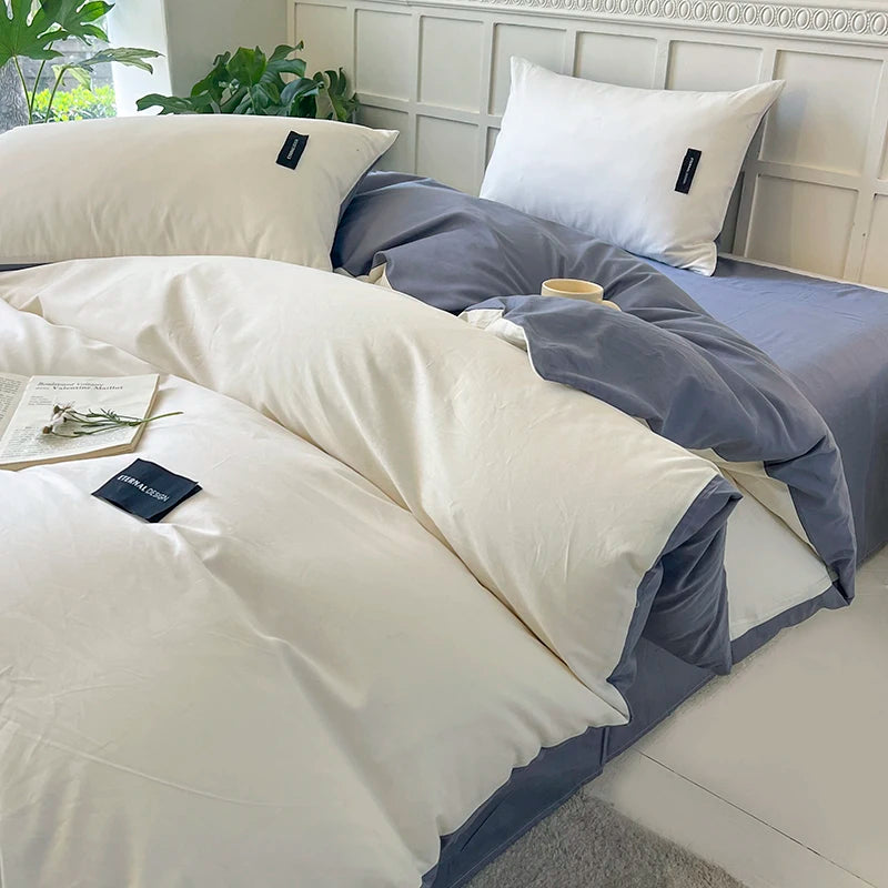 White Bedding Comforter Set with Pillowcase bed sheet Single Full Size Bed Linen Duvet Cover Set Queen/King Double Single Bed