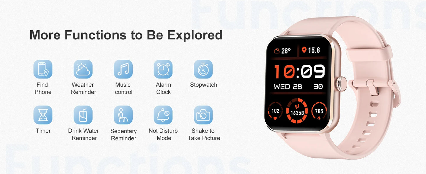 Blackview Smart Watch Bluetooth Calling 1.85” Full Touch HD Screen Smartwatch 100+ Sports Fitness Tracking with Voice Assistant