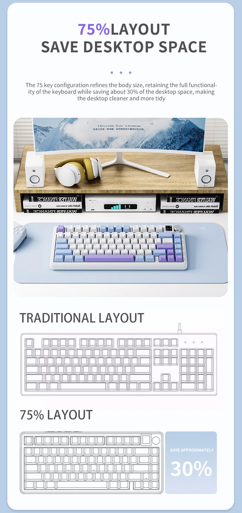 ATTACK SHARK X85 Bluetooth mechanical keyboard, 2.4G tri-mode, RGB Effects,TFT screen, metal knobs,full-key hot-swap, win&mac