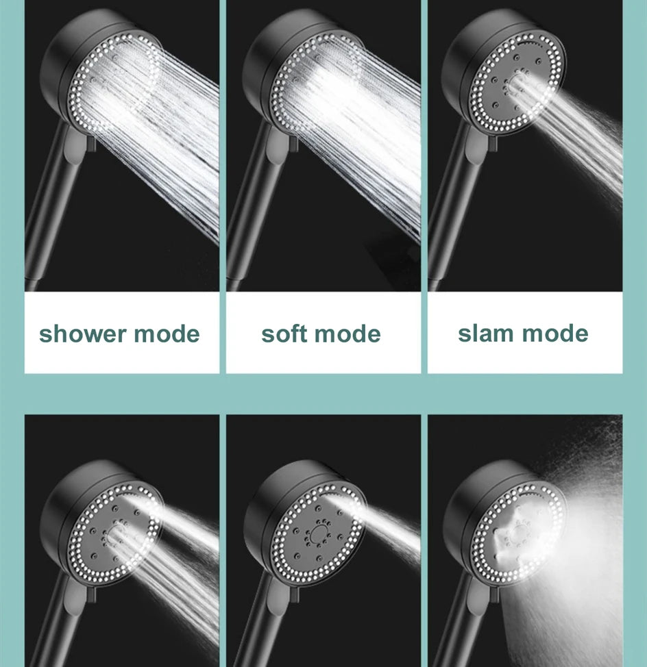 VILOYI 8 Modes Adjustable Shower Head High-pressure Water Saving Black Showerhead Handheld Bathroom Massage Showers Nozzle