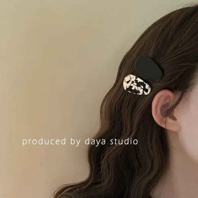New Korean Version Daily Acetic Acid Geometric Women's Side Clip Fashionable and Fresh Girl Hair Clip Retro Bangs Duckbill Clip