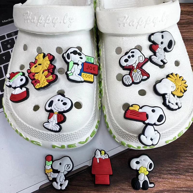 MINISO Snoopy Shoe Charms Clogs Bubble Slides Sandals PVC Shoe Decorations Accessories for kids Christmas Birthday Gifts