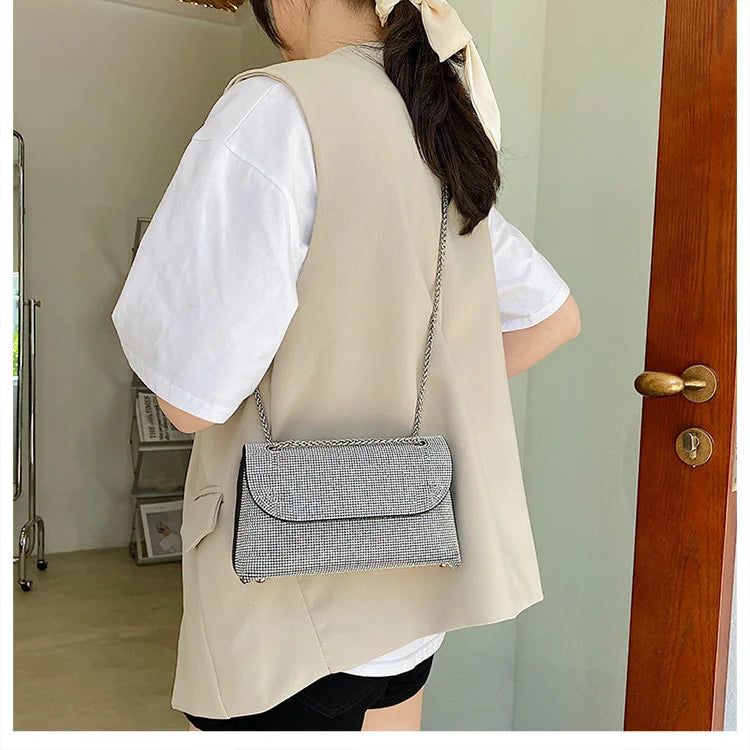 JIOMAY Mini Shoulder Bag for Women Designer Purses and Handbags Bling Rhinestone Clutch Bags Girls Chain Crossbody Bag Wholesale
