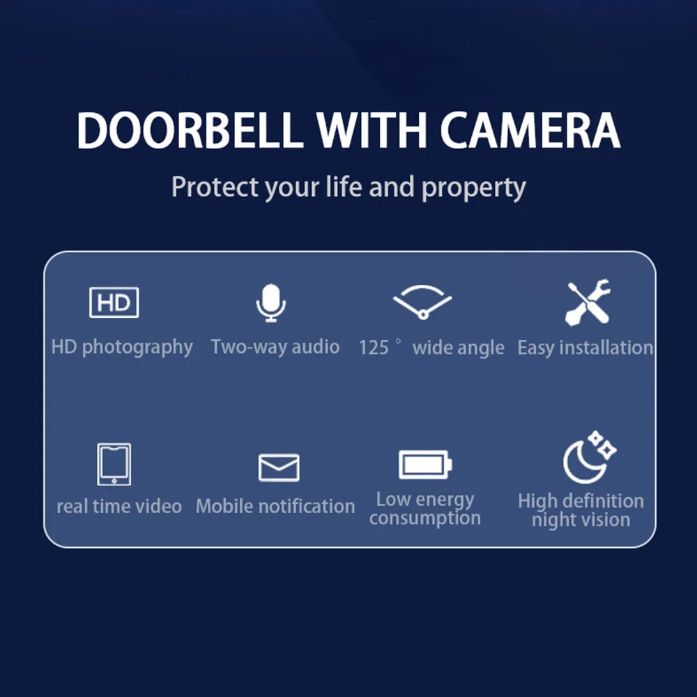 Smart Doorbell Ring Door Camera Wireless Intelligent Video Bell Camera 125 Degree Wide-angle Lens Bidirectional Visual Intercom