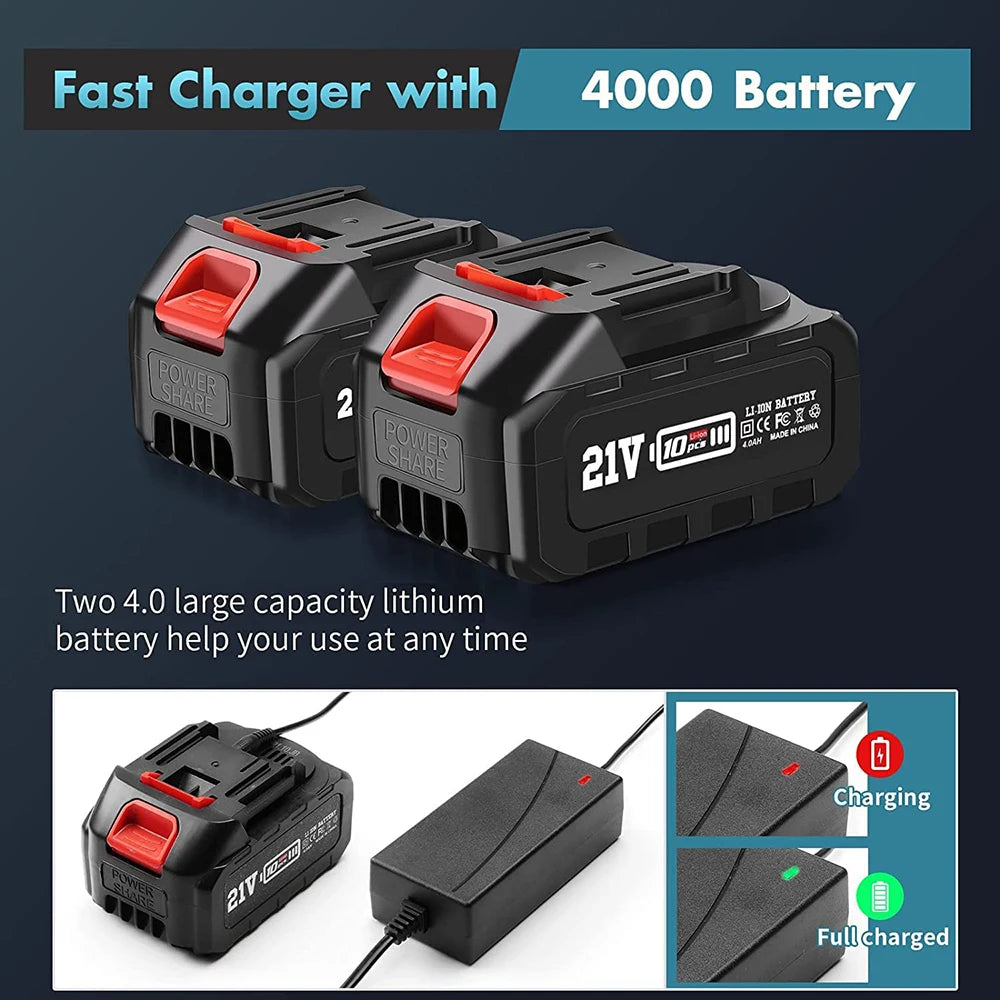 SEESII Cordless Impact Wrench 650N.m Torque Brushless Electric Wrench Power Tools with Sockets Screws Drill for Car Home WH700