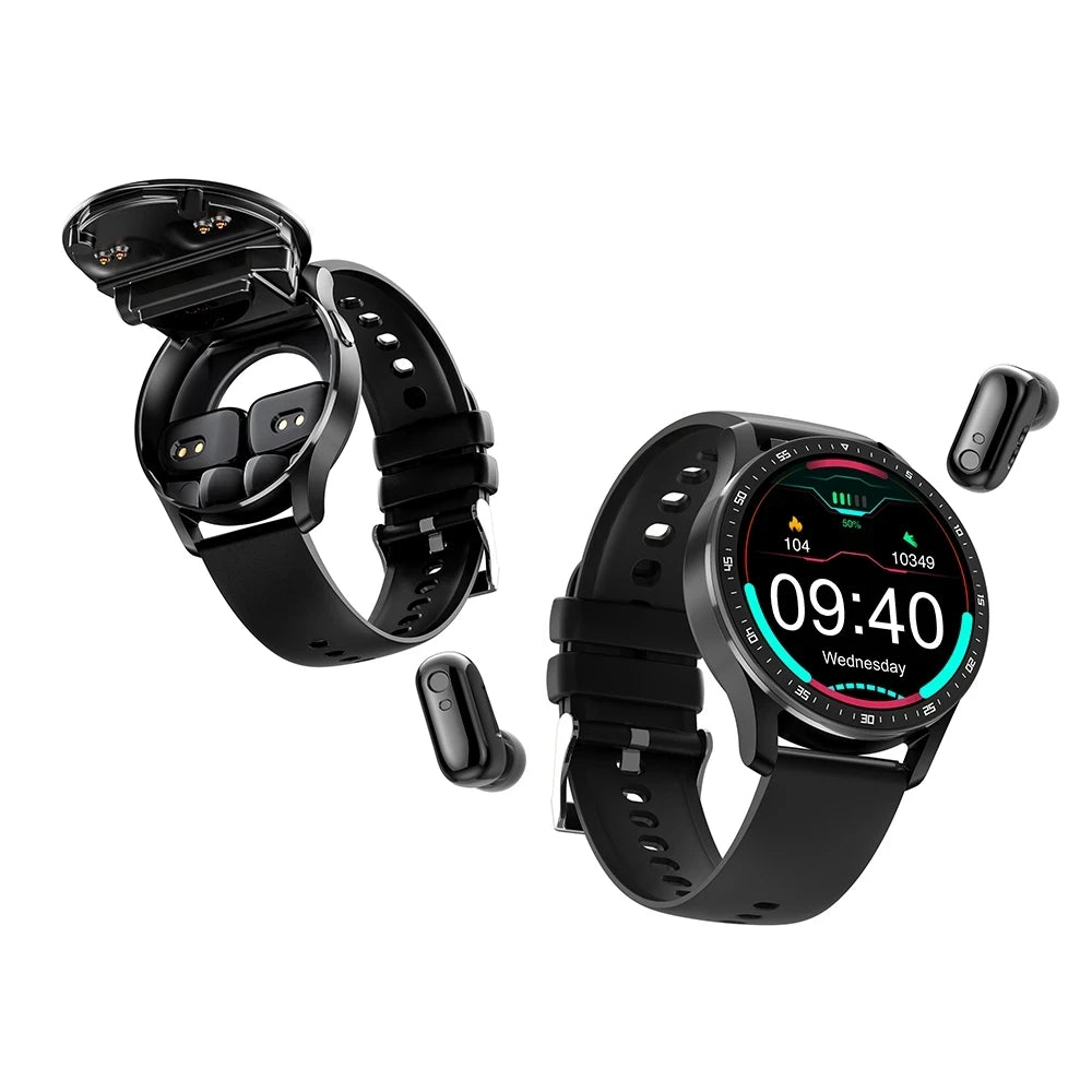 X10 Smart Watch Two In One TWS Wireless Bluetooth Call Headset Full-Touch Large Screen Heart Rate Monitor Sport Music Smartwatch
