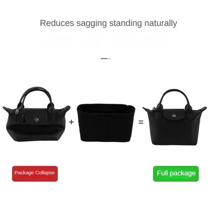 New Felt Liner Cosmetic Bag, Multi-lined Multi-Grid Bag, Single-Handle Storage Bag, Ultralight Dumpling Handbag