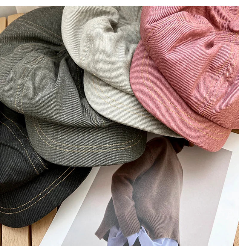 Cloud Top Octagonal Beret Hat Women Cotton Berets Spring Summer Casual Versatile Painter Visors Girls Korea Vintage Newsboy Cap