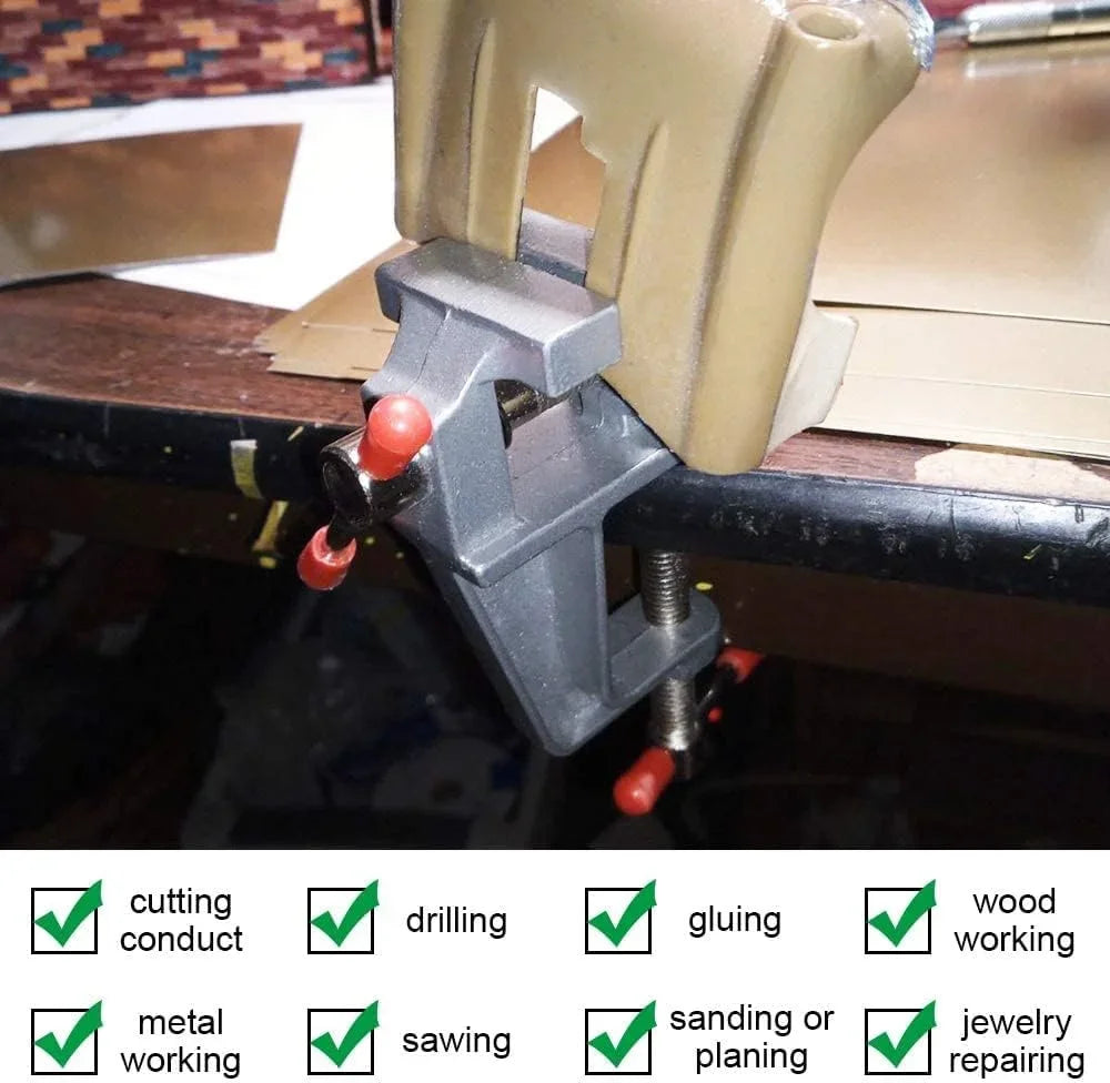 Mini Bench Vise Muliti-Funcational 3.5" Aluminum Miniature Small Jewelers Hobby Clamp On Table Flat Pliers Tool Vice