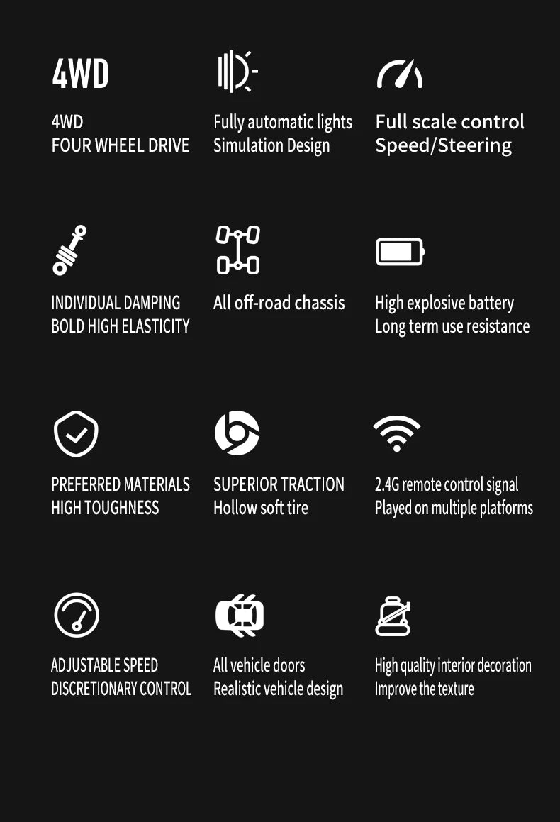 RC Crawler 4x4 Car MN128 2.4G Climbing Buggy Professional with LED Light Full Scale Remote Control Cars Toys for Boys Gift