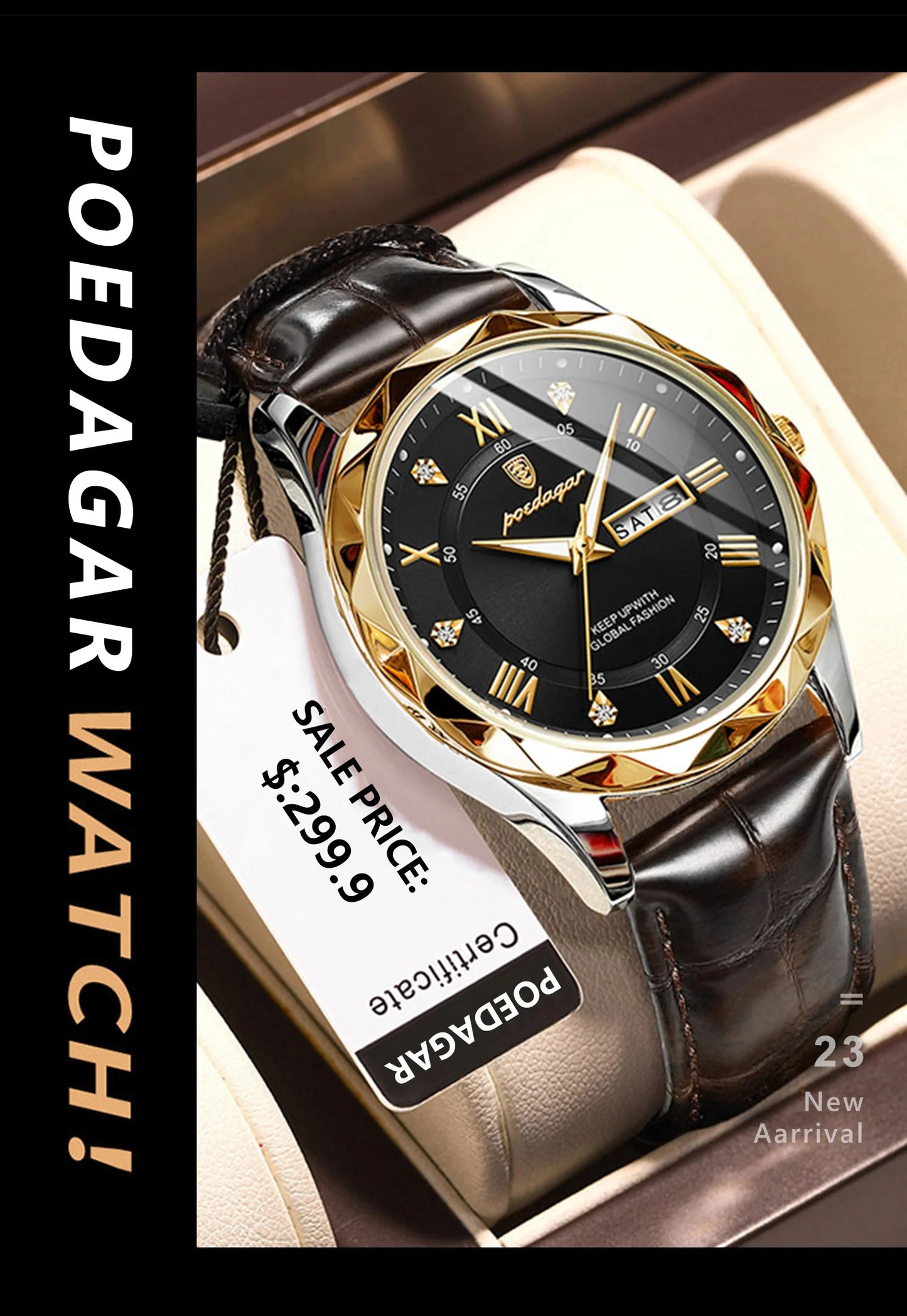 POEDAGAR Luxury Business Man Wristwatch Waterproof Luminous Date Week Men Watch For Men Quartz Clock Leather Men's Watches reloj