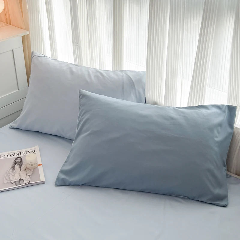 2-side Solid Color Brush Fabric Bed Set 4 Pieces Duvet Cover Pillowcase Bedding Set Bed Sheet Quilt Cover Single Queen King Size