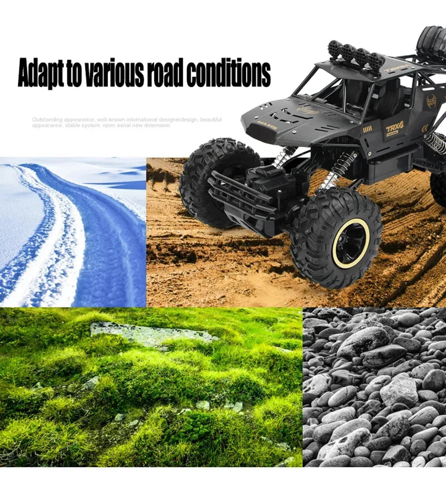 4WD Remote Control Off Road RC Car Radio Climbing Super Alloy Truck Buggy 4x4 RTR Vehicle Electric Toy for Children Kid Gift