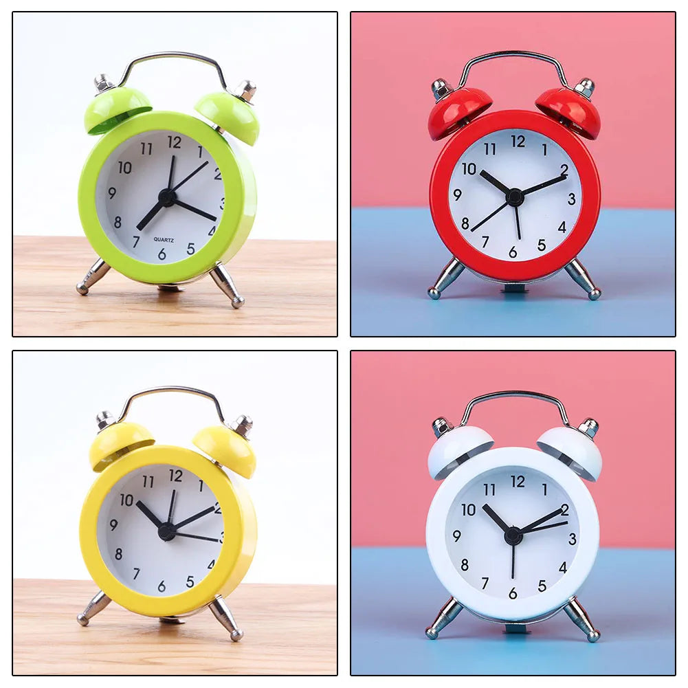 Classic Double Bell Alarm Clock Quartz Movement Bedside Nighttime Analog Clock 7*5*1.8cm Double-bell Alarm Clock