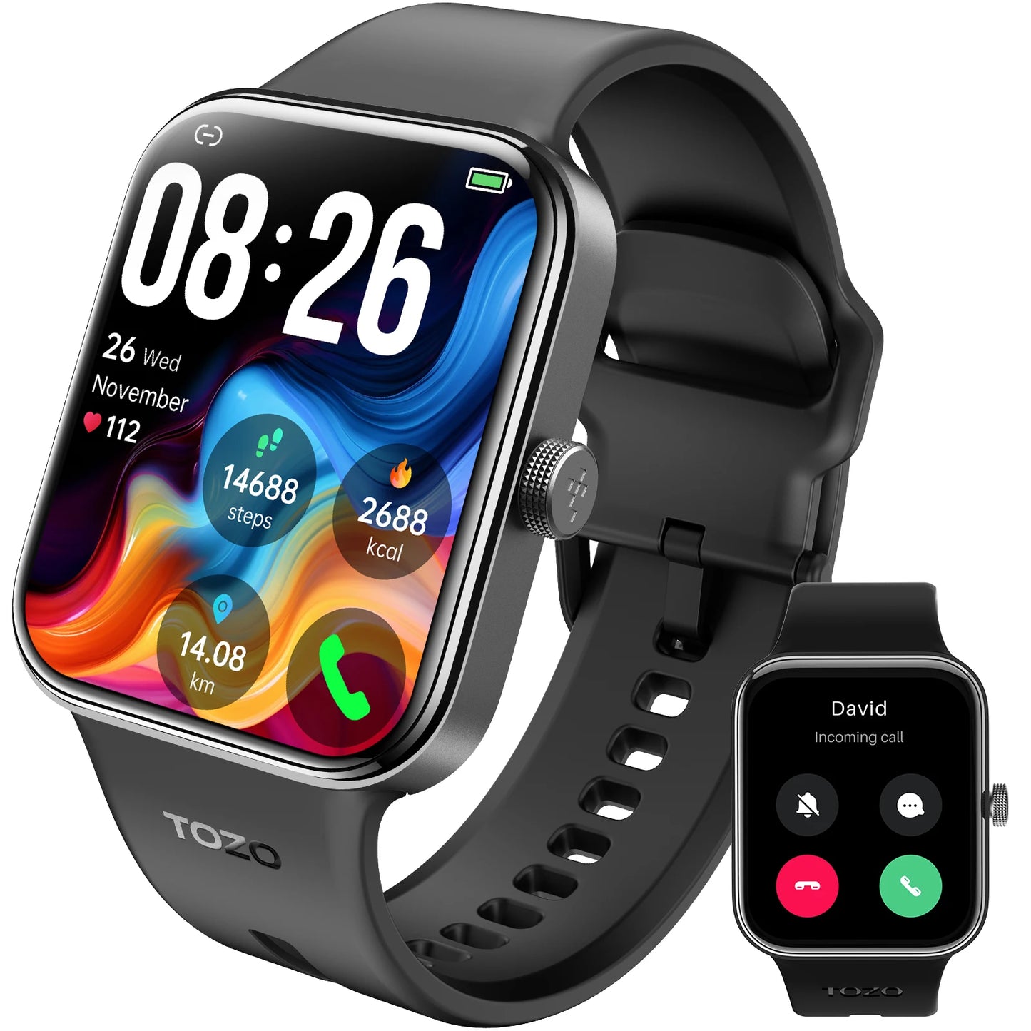 TOZO S4 AcuFit One Smart Watch 1.78" AMOLED Screen Call/Answer Fitness Tracker Heart Rate Sleep Blood Oxygen Monitor