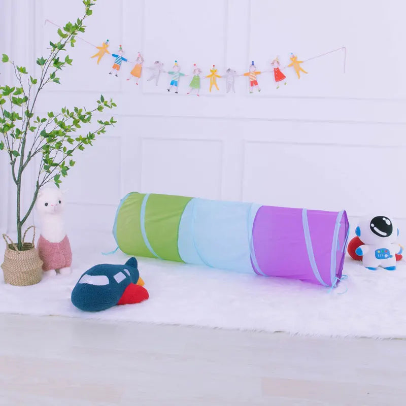 Portable Children's Tent Crawling Tunnel Kids Little House Play House Tipi Tent Indoor Toy Tube Baby Crawling Games Rainbow Tent