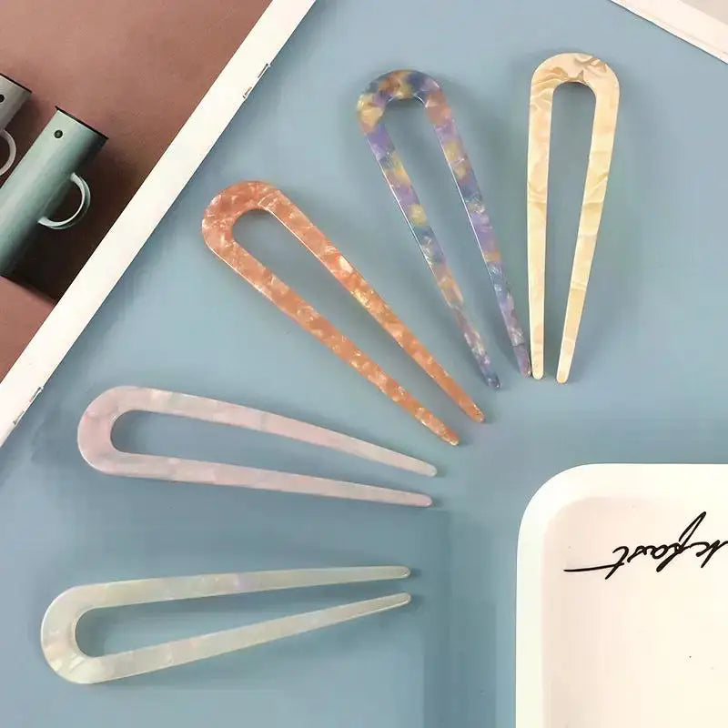 Fashion Acetate Hair Sticks for Women Shell HairClip Hair Pins U Shape Girls Hairpins HairBun Maker Wedding Hair Accessories