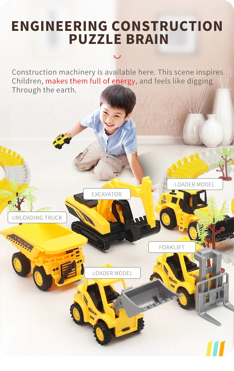 137-467pcs Children Electric Track Toy Car Engineering Car Kids Educational Toys Track Car Train Toys for Children Birthday Gift