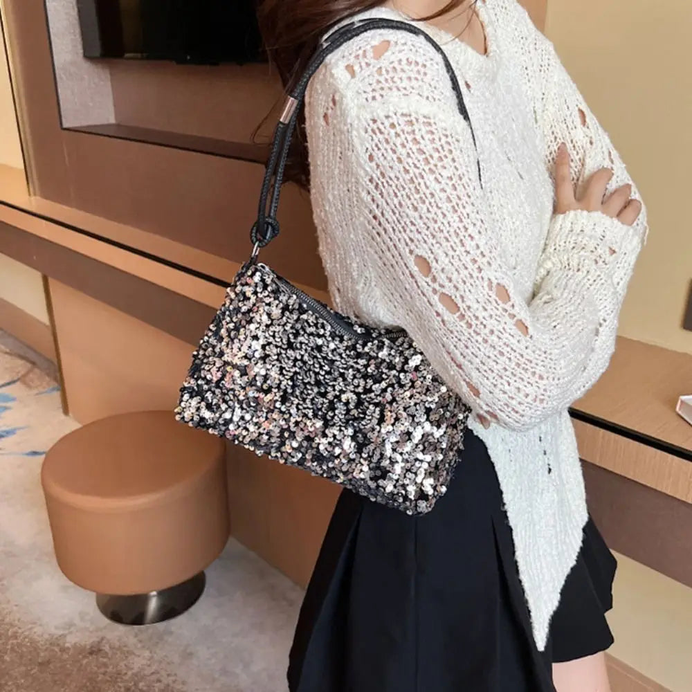 Solid Color Sequins Crossbody Bags Fashion INS Sequins Shoulder Bags Phone Purse Handbag Evening Clutch Bag Girl DIY
