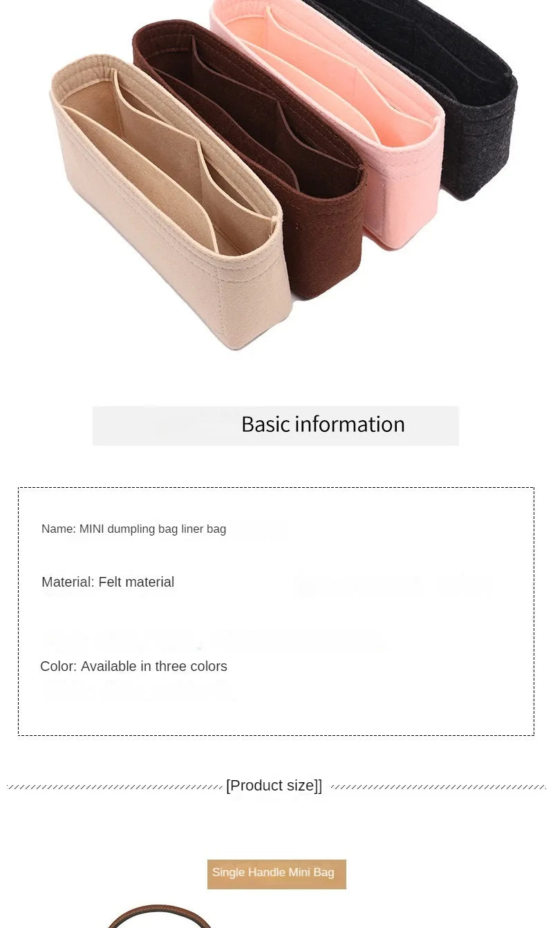 New Felt Liner Cosmetic Bag, Multi-lined Multi-Grid Bag, Single-Handle Storage Bag, Ultralight Dumpling Handbag