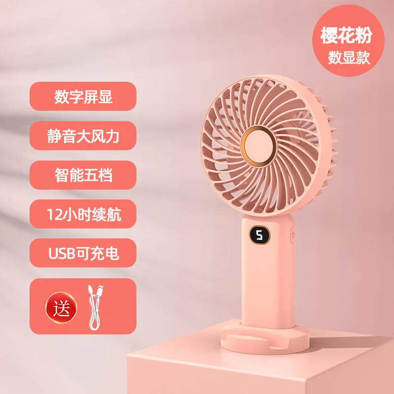 Portable Fan Digital Display 1200mAh Battery Capacity Usb Rechargeable Speed Adjustable Handheld Fans Air Conditioner Cooling