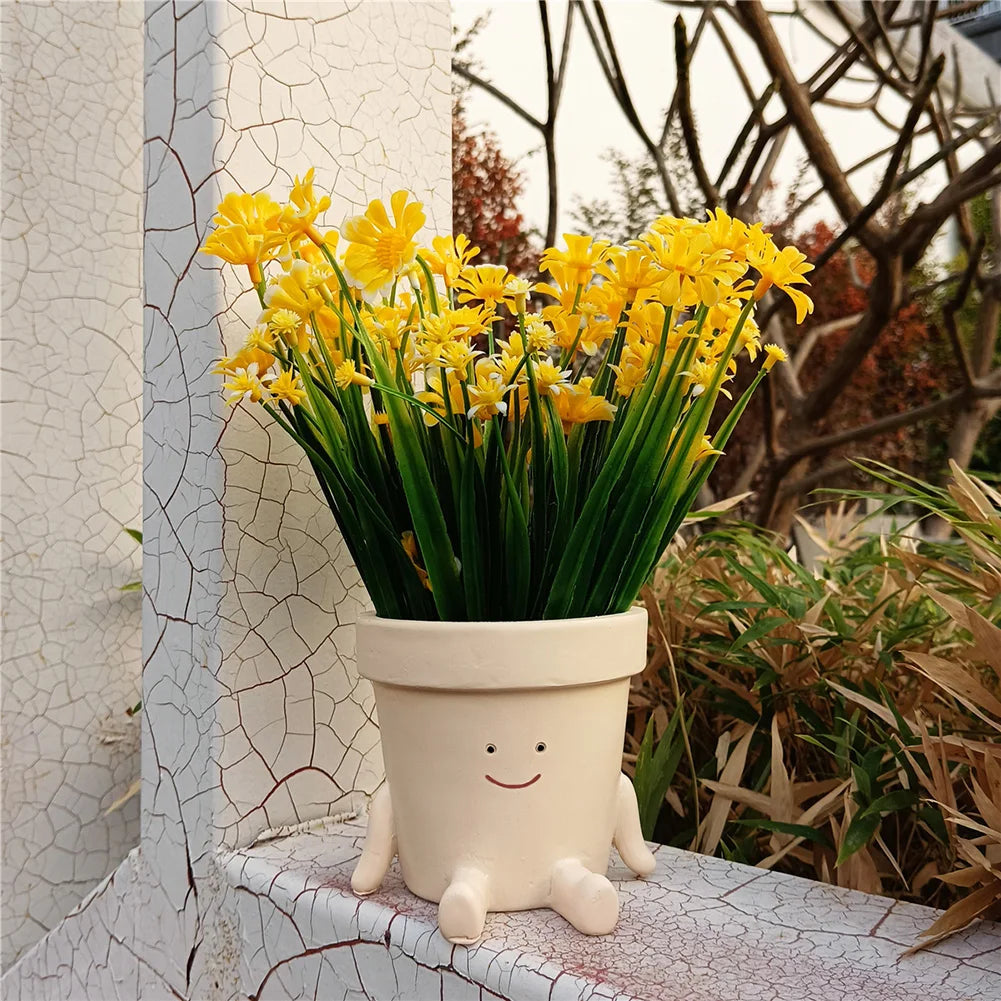 Flower Pot Wall Planter Pot Creative Swing Face Resin Cute Plant Succulent Pots Smiling Face Flower Container Garden Accessories