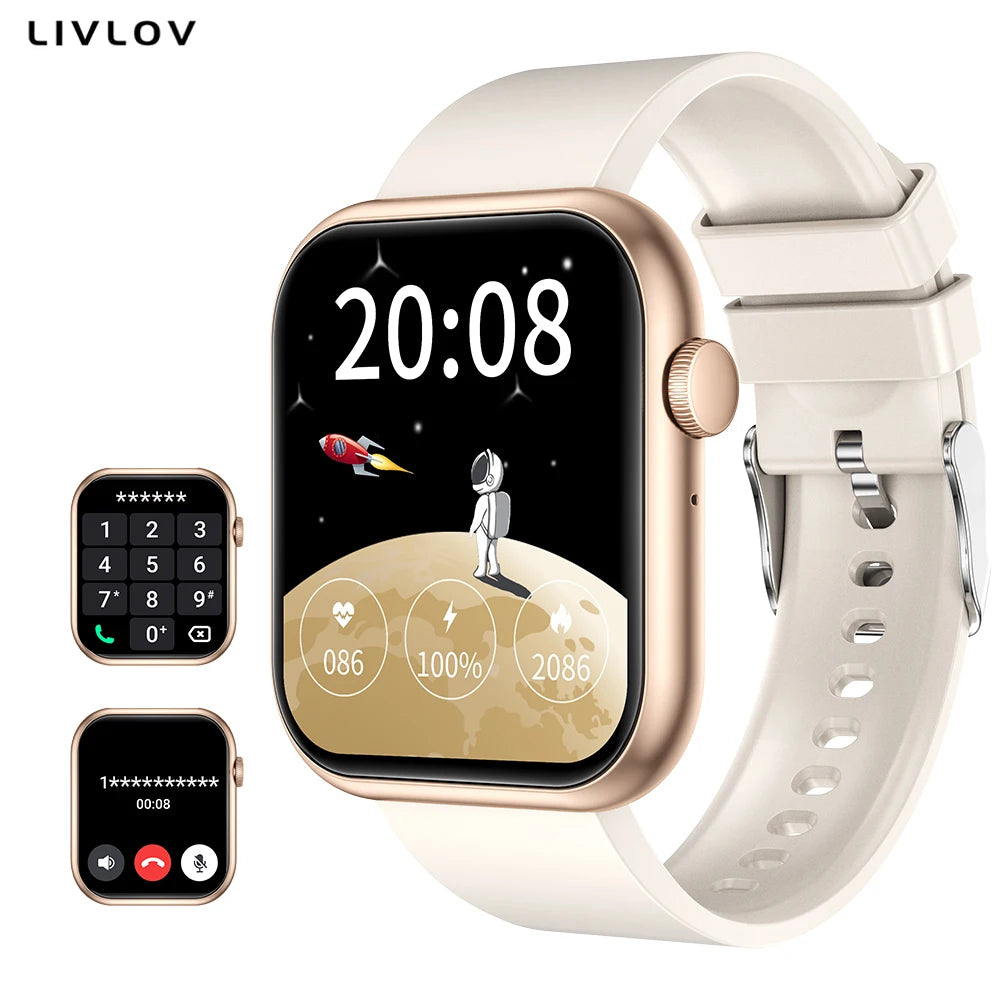 AI Voice Assistant Smart Watch, 2.0'' HD Screen Fitness Tracker with Temp Check/ Breathing Exercise/ Flashlight/ 100+Sports