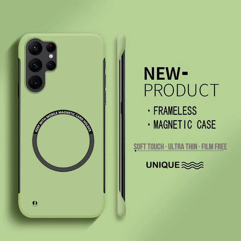 Ultra Thin Hard PC Magnetic Frameless Phone Case For Magsafe Samsung Galaxy S24 S23 S22 S21 S20 FE Plus Note20 Ultra Matte Cover