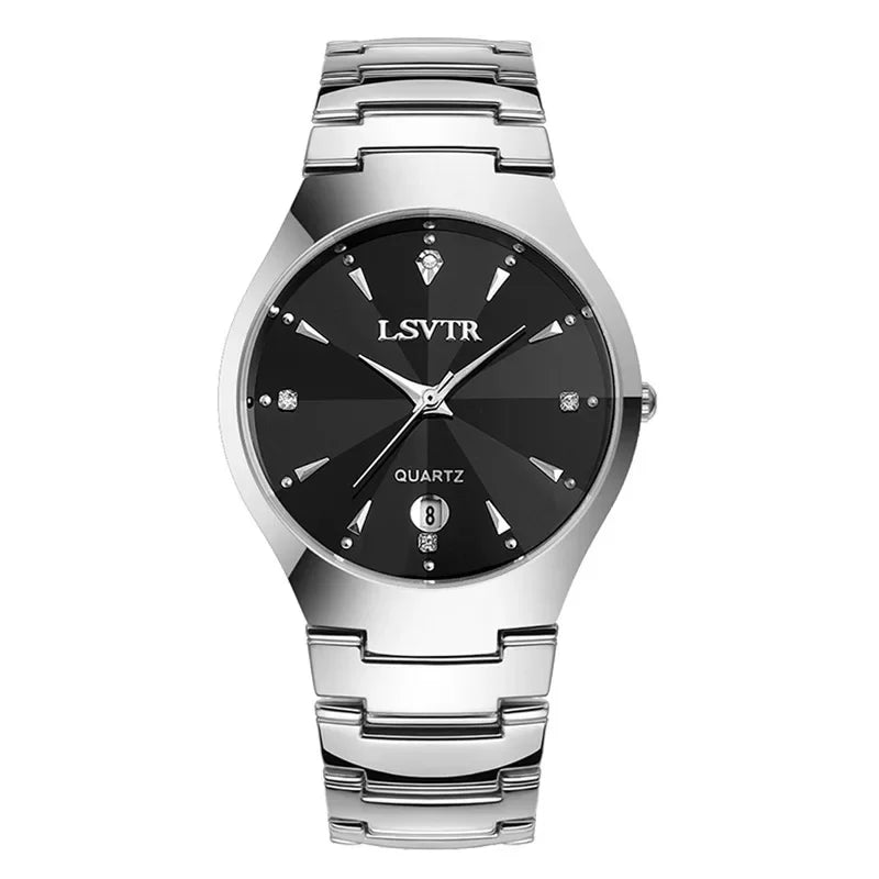 YIKAZE Men Women Quartz Watches Stainless Steel Wristwatch Calendar Date Waterproof Clock Luxury Womens Lovers Couple Watch
